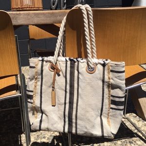 Vince Camuto Ulla black stripe tote bag